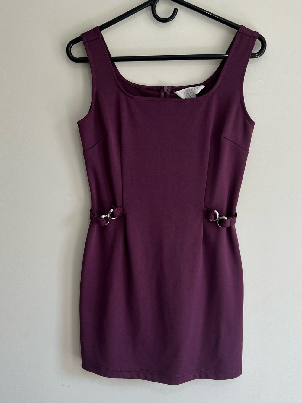 Express Plum Sleeveless Mini Dress with Silver Waist Rings - Size 3/4